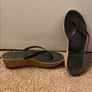 Black and Tan FitFlop Wedge Sandals